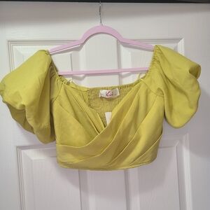 Krush Women's Yellow Puff Sleeve Blouse